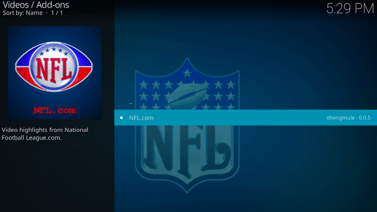 Install NFL.com Kodi Addon Step 11