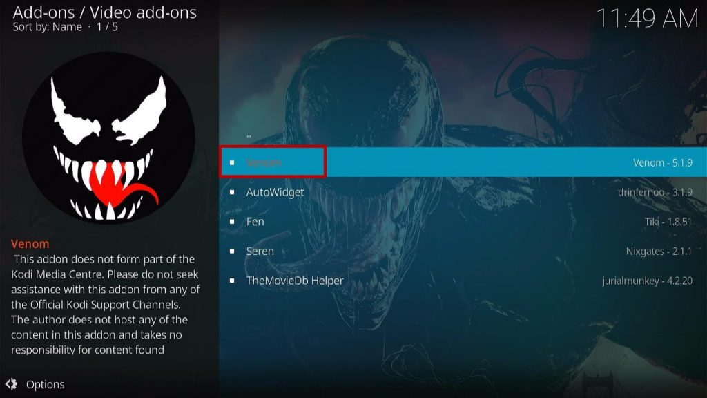 Install Venom Kodi Addon Step 11