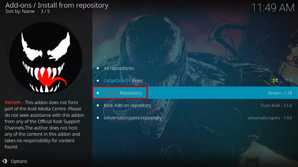 Install Venom Kodi Addon Step 9