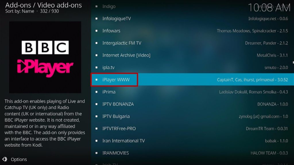 Install iPlayer WWW on Kodi Step 5