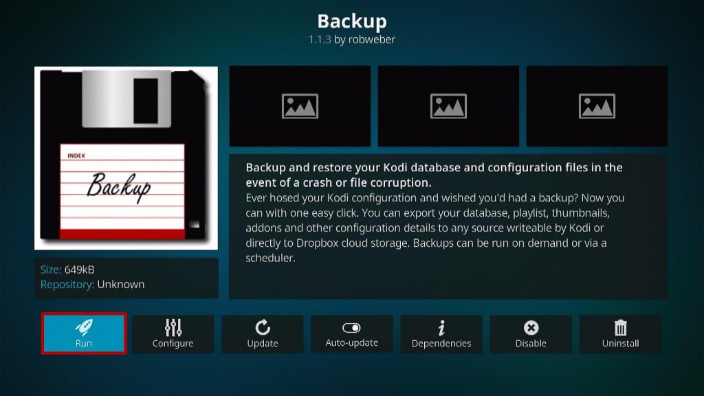 Install the Backup Kodi Addon Step 9