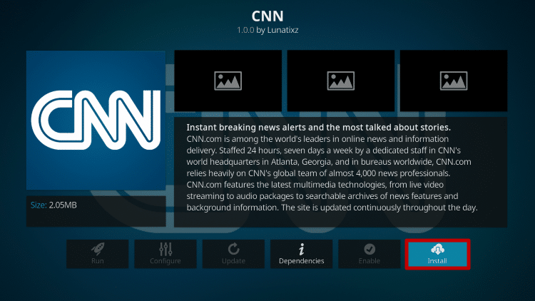 Install the CNN Kodi Addon Step 6