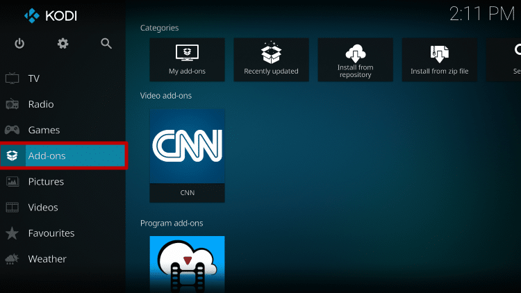 Install the CNN Kodi Addon Step 9