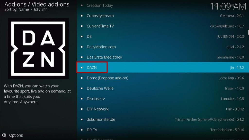 Install the DAZN Kodi Addon Step 5