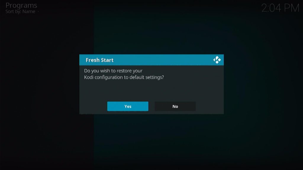 Install the Fresh Start Kodi Addon Step 5