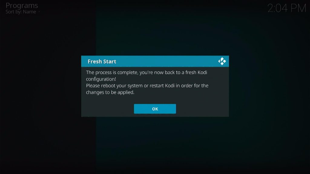 Install the Fresh Start Kodi Addon Step 7