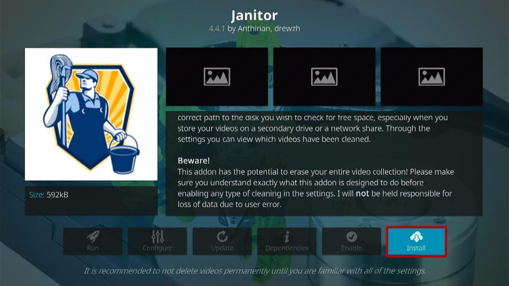 Install the Janitor Kodi Addon Step 6