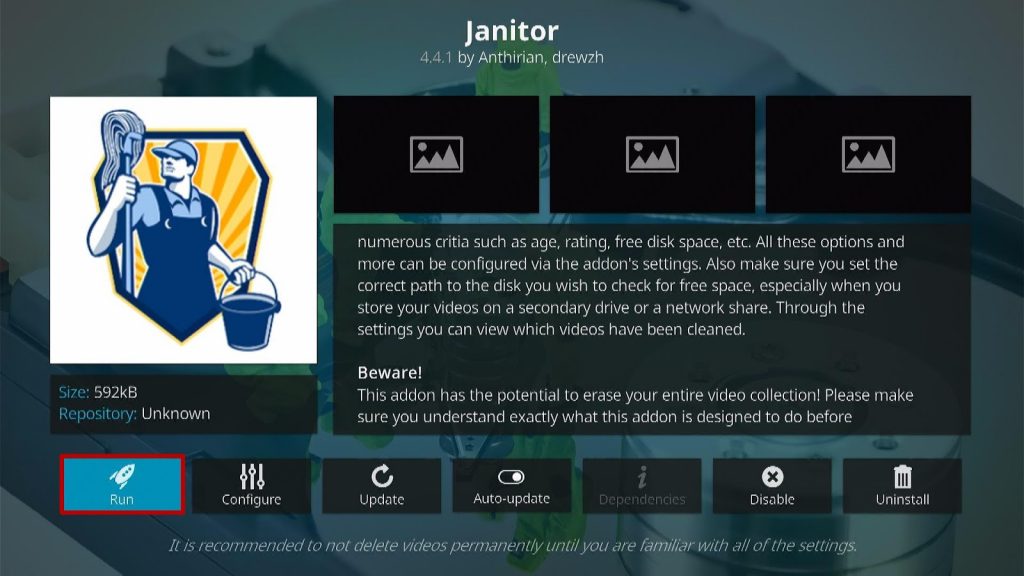 Install the Janitor Kodi Addon Step 9