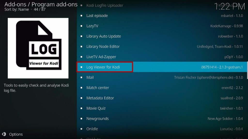 Install the Log Viewer for Kodi Step 5