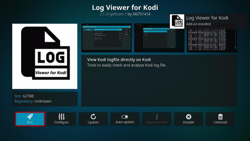 Install the Log Viewer for Kodi Step 9