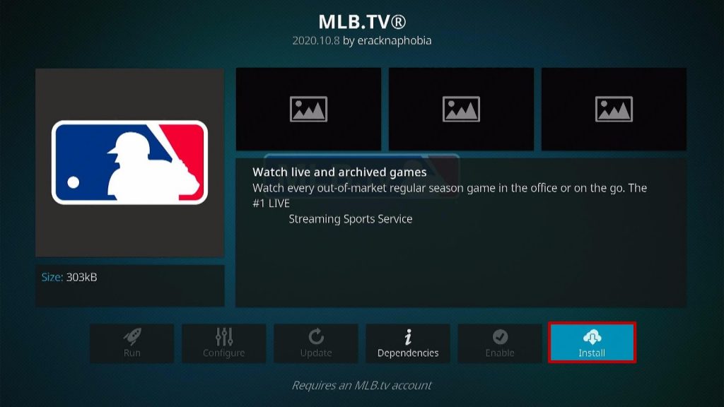 Install the MLB TV Kodi Addon Step 6