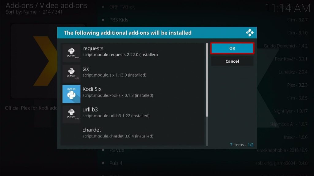 Install the Plex Kodi Addon Step 7