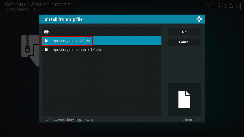 Step 14 Install Diggz Xenon Kodi Build