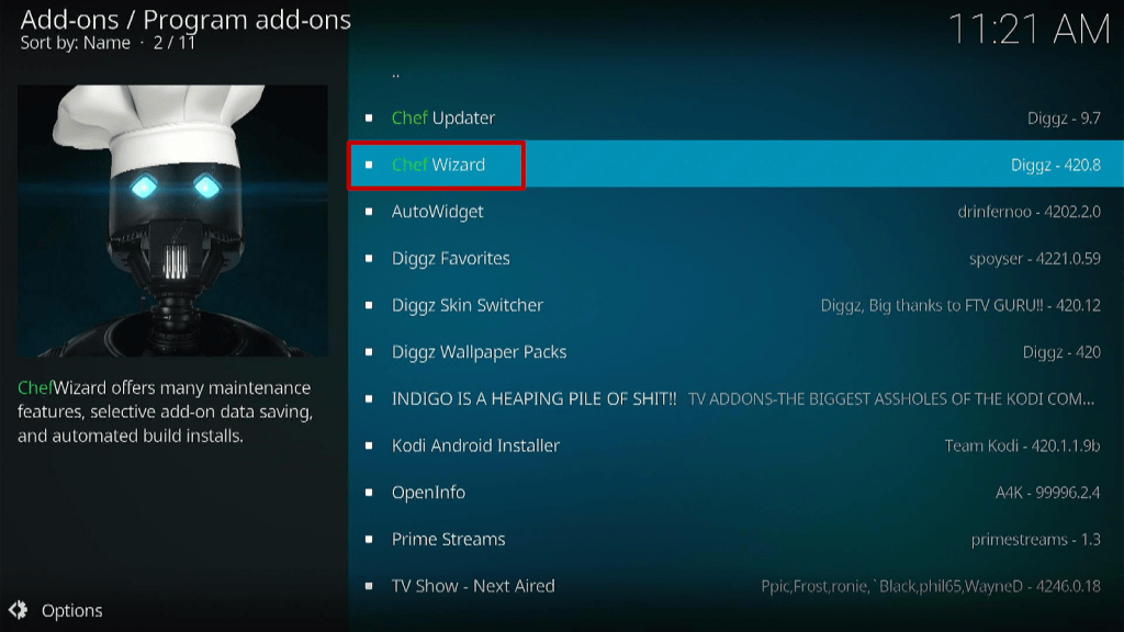 Step 18 Install Diggz Xenon Kodi Build
