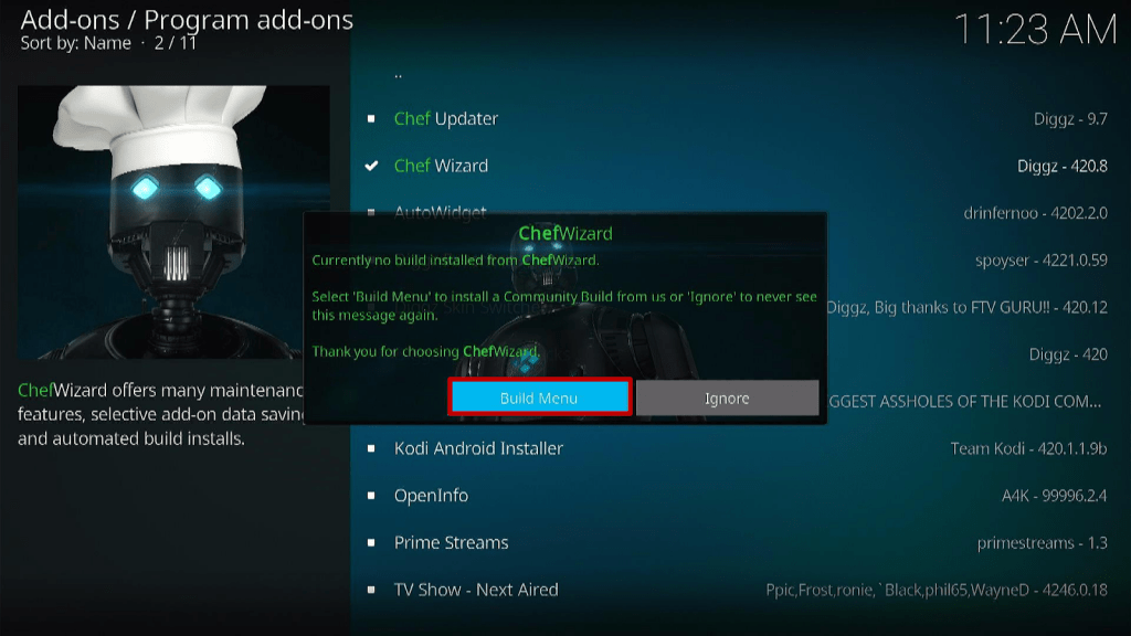 Step 21 Install Diggz Xenon Kodi Build