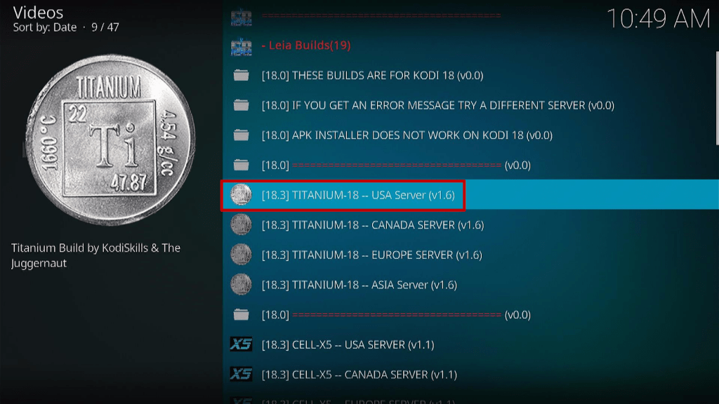 Step 22 Install Titanium Kodi Build