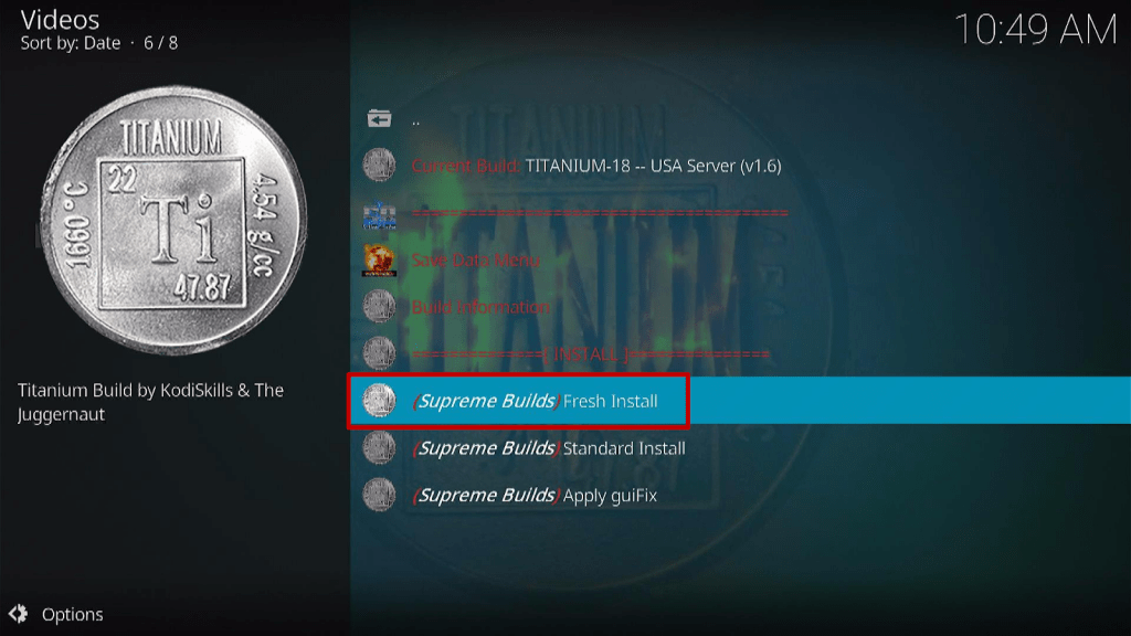 Step 23 Install Titanium Kodi Build