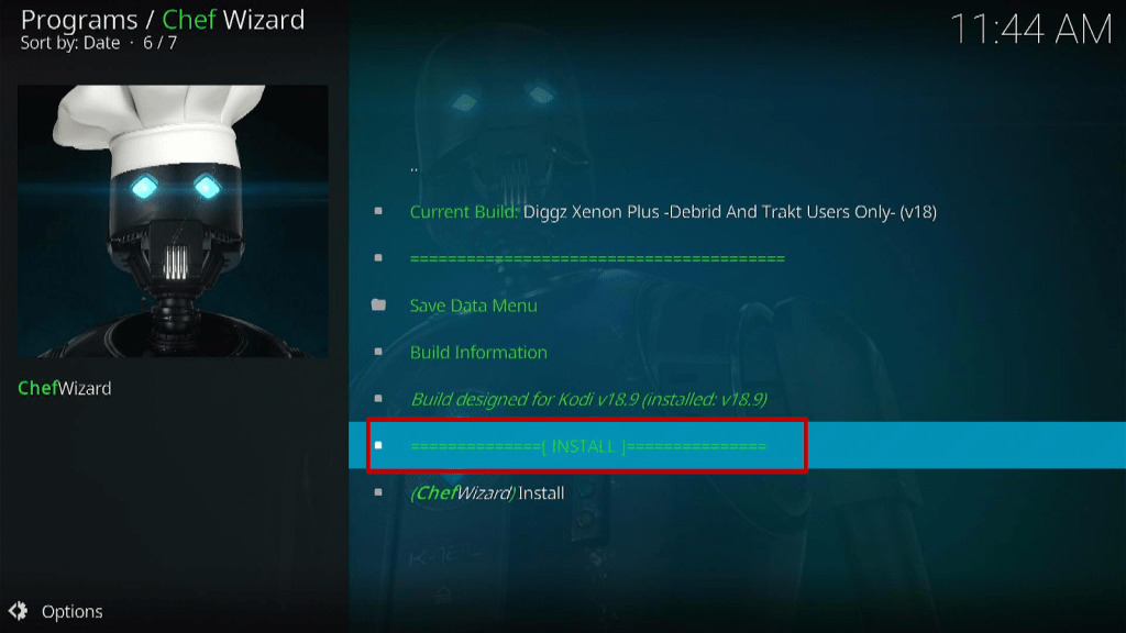 Step 24 Install Diggz Xenon Kodi Build