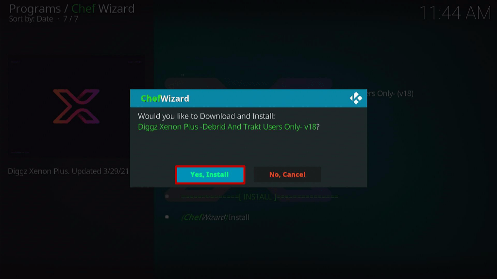 Step 25 Install Diggz Xenon Kodi Build