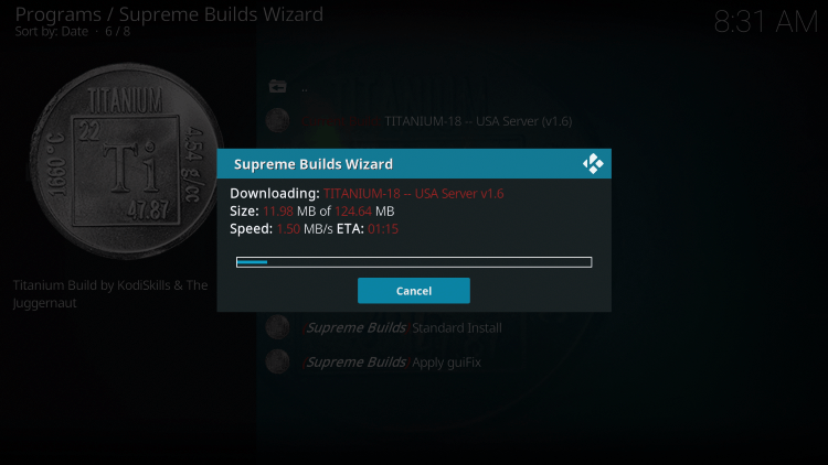 Step 25 Install Titanium Kodi Build