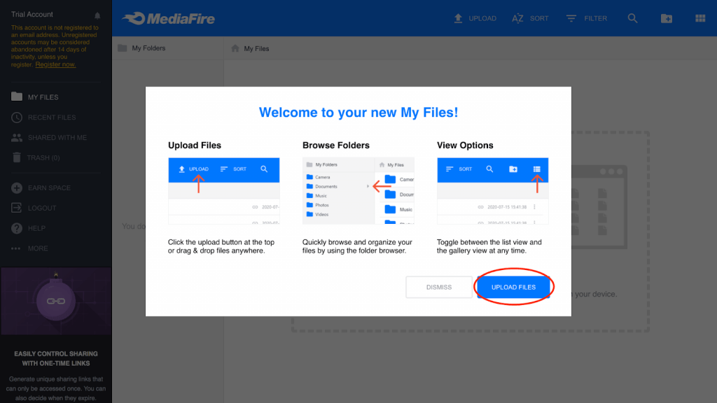 Upload Files on MediaFire Step 3