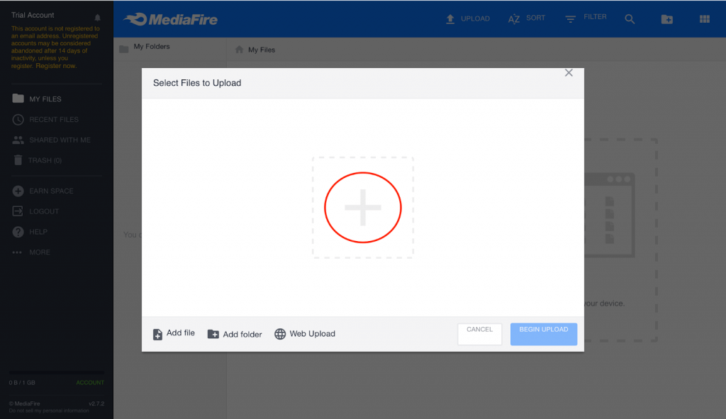 Upload Files on MediaFire Step 4