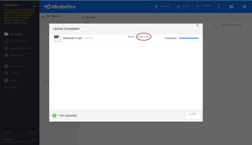 Upload Files on MediaFire Step 6