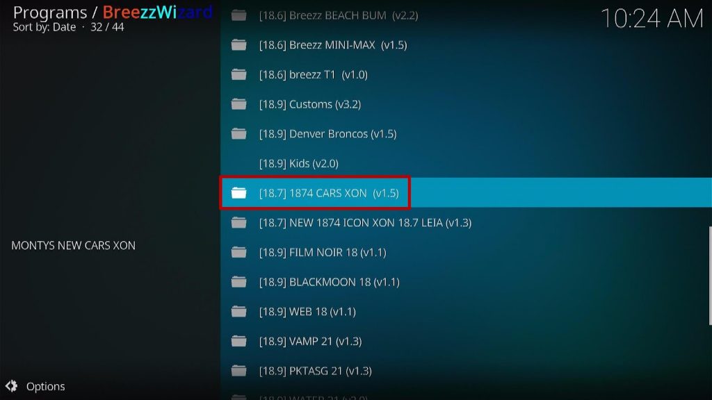 Install 1874 Cars Xon Kodi Build 26