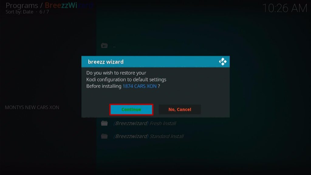 Install 1874 Cars Xon Kodi Build 28
