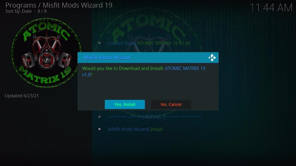 Install Atomic Matrix Kodi Build 25