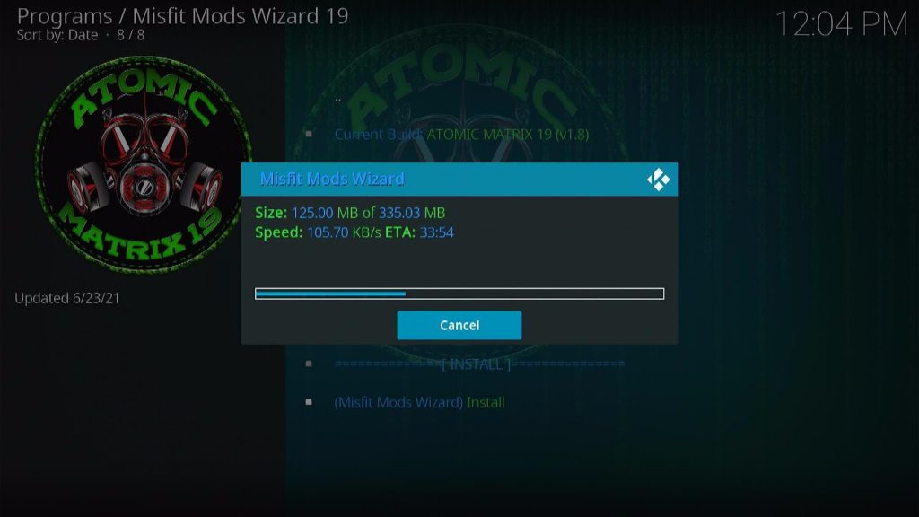 Install Atomic Matrix Kodi Build 26