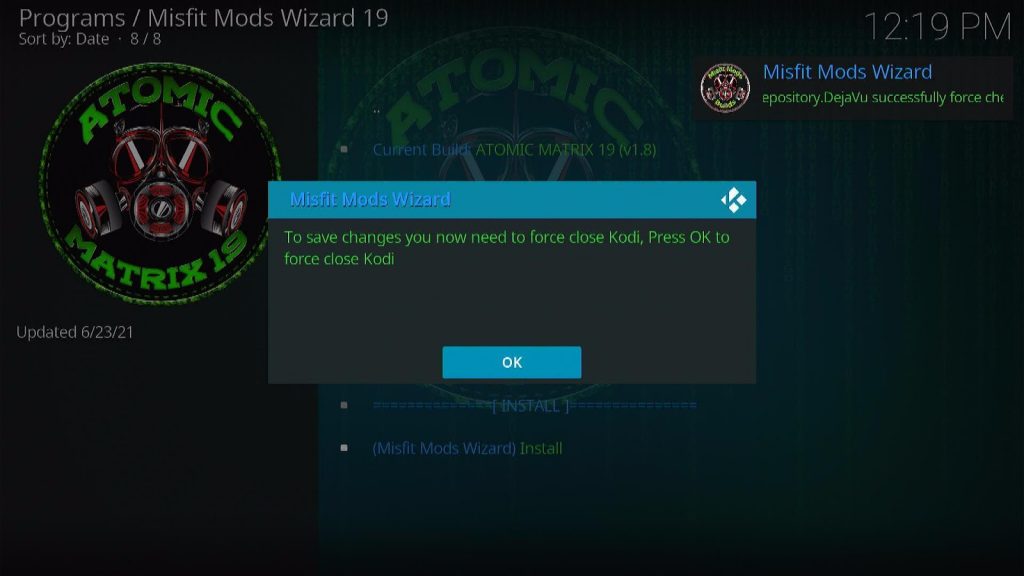 Install Atomic Matrix Kodi Build 27