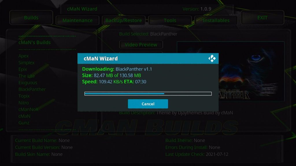 Install Black Panther Kodi Build Step 26