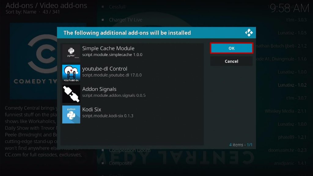 Install Comedy Central Kodi Addon Step 7