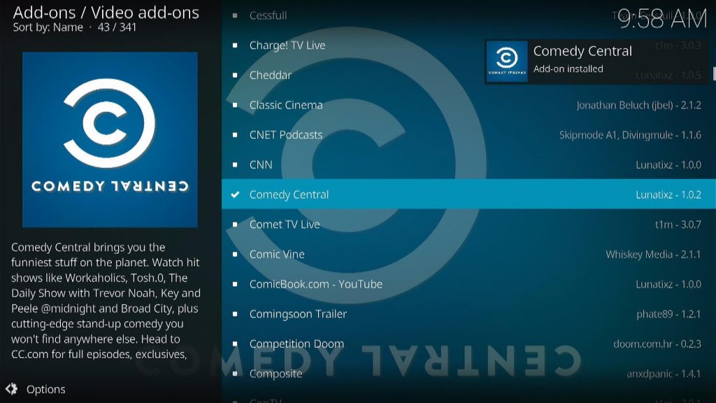 Install Comedy Central Kodi Addon Step 8