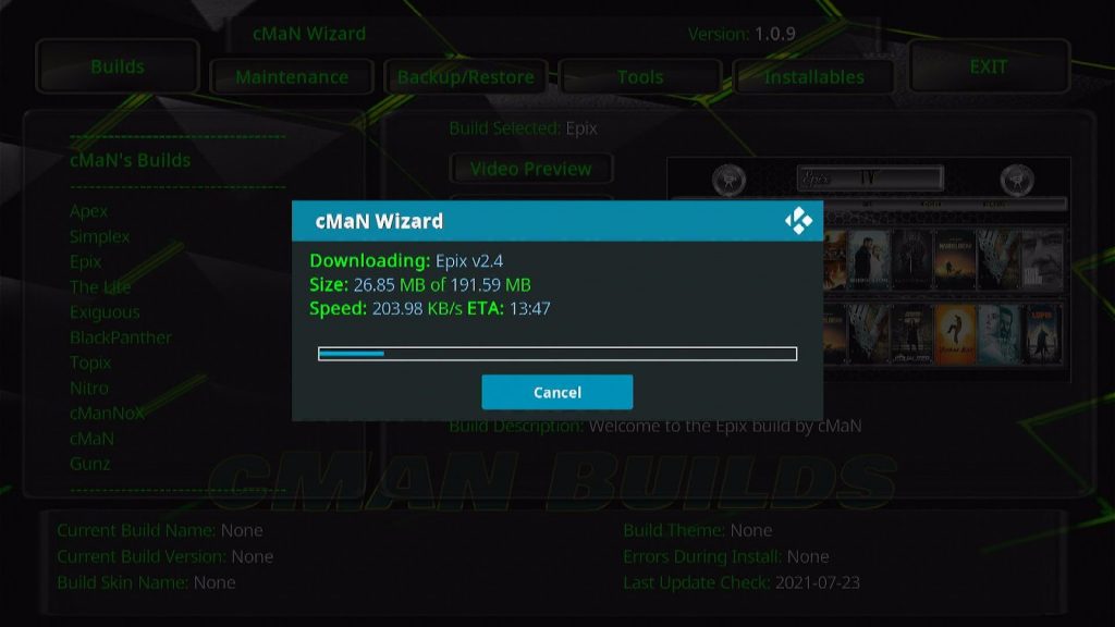 Install Epix Kodi Build 26