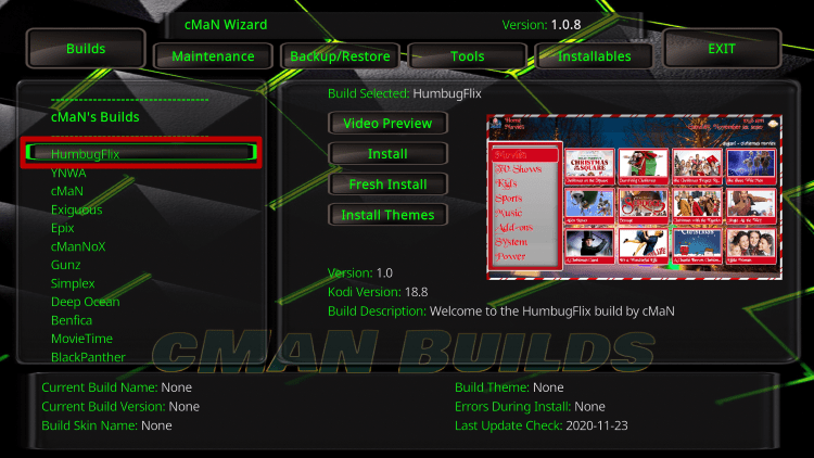 Install Humbug Flix Kodi Build 23
