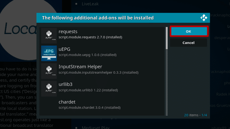 Install Locast Kodi Addon 7