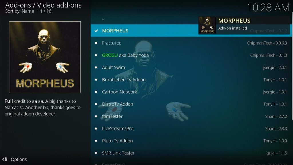 Install Morpheus Kodi Addon Step 22