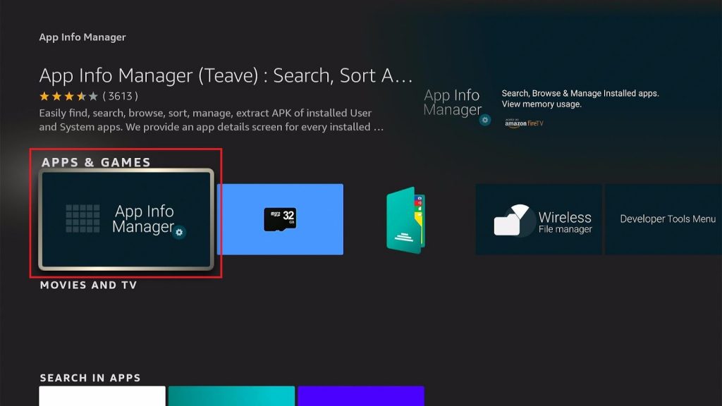 Install the App Info Manager on your Fire TV stick 5