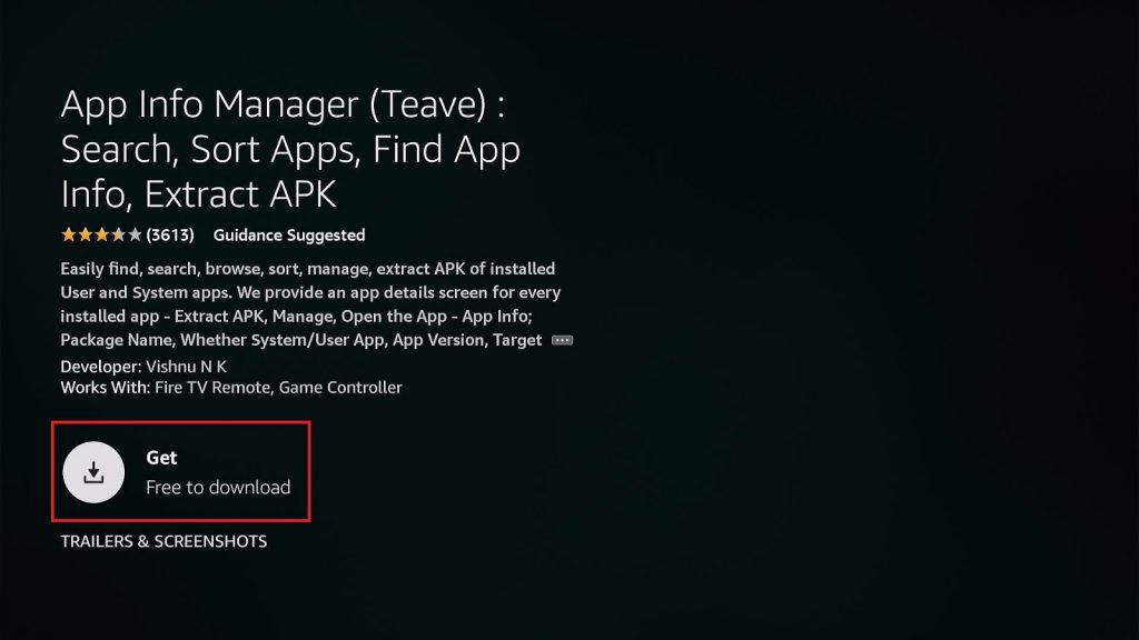 Install the App Info Manager on your Fire TV stick 6