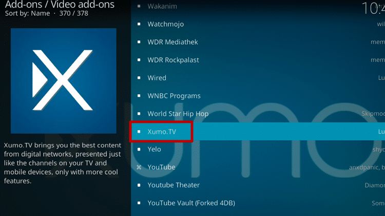 Install the XUMO TV Kodi Addon Step 5
