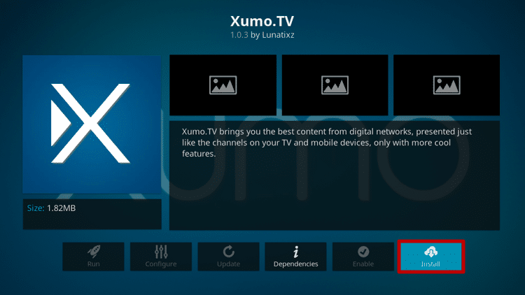 Install the XUMO TV Kodi Addon Step 6