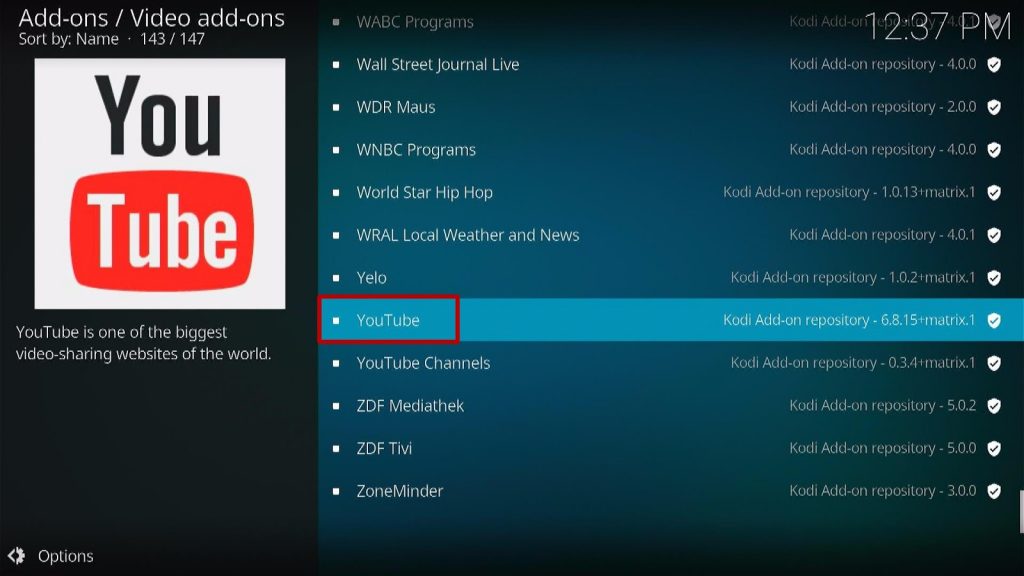 Install the YouTube Kodi Addon Step 5