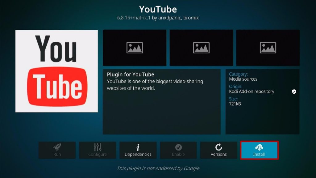Install the YouTube Kodi Addon Step 6