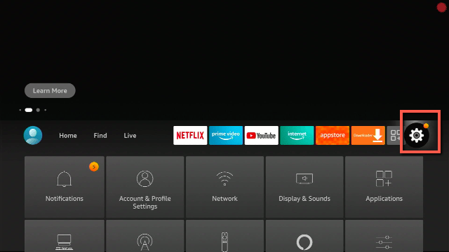 settings menu