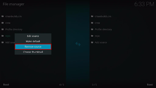 Delete Kodi Repositories Method 1.4