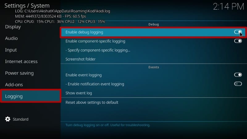 Enable Debug Logging 4
