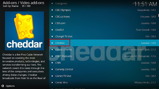 Install Cheddar Kodi Addon 5