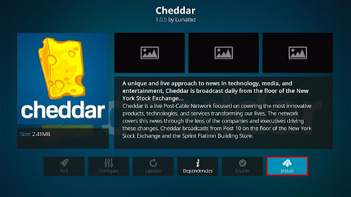 Install Cheddar Kodi Addon 6